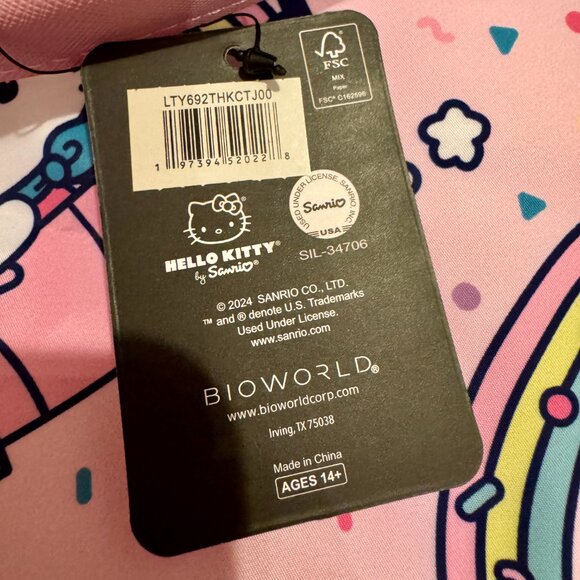 BIOWORLD Sanrio Hello Kitty Travel Duffle Bag Pink Car Rainbow Weekender NWT - Picture 16 of 16